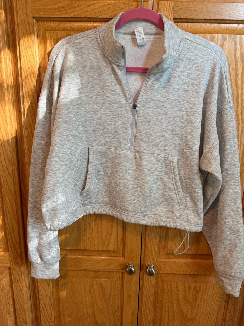 Back to school sale! Yogalicious Lux Cropped Scuba Fleece Half-Zip Gray - Medium